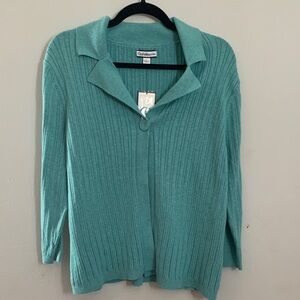Croft & Barrow Teal Ribbed Cardigan